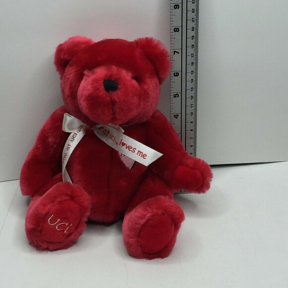 UC Irvine Someone At UCI Loves Me 10" Red Plush Teddy Bear Embroidered Heart - Picture 6 of 9
